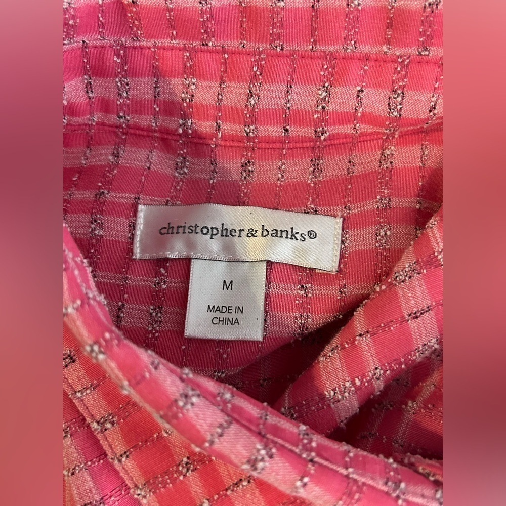 Christopher & Banks Pink Checkered Shirt Size Medium - Picture 6 of 7
